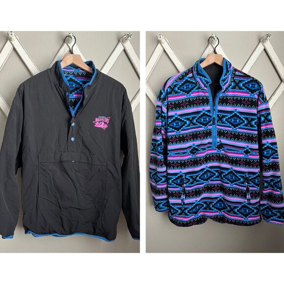 Chubbies Men’s L Reversible 1/2 Zip Fleece Jacket Southwestern/Aztec - Picture 1 of 14